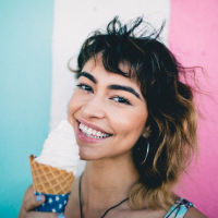 smiling girl with icecream